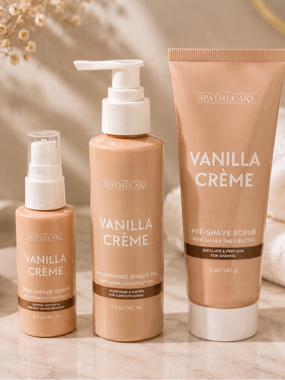 The Spathecary Vanilla Crème Pre-Shave & Shave Oil Set - Beige